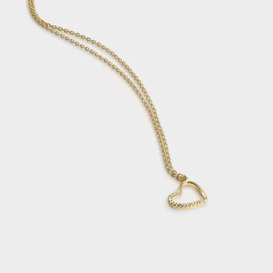 Collar bañado en oro con corazón de circonitas blancas