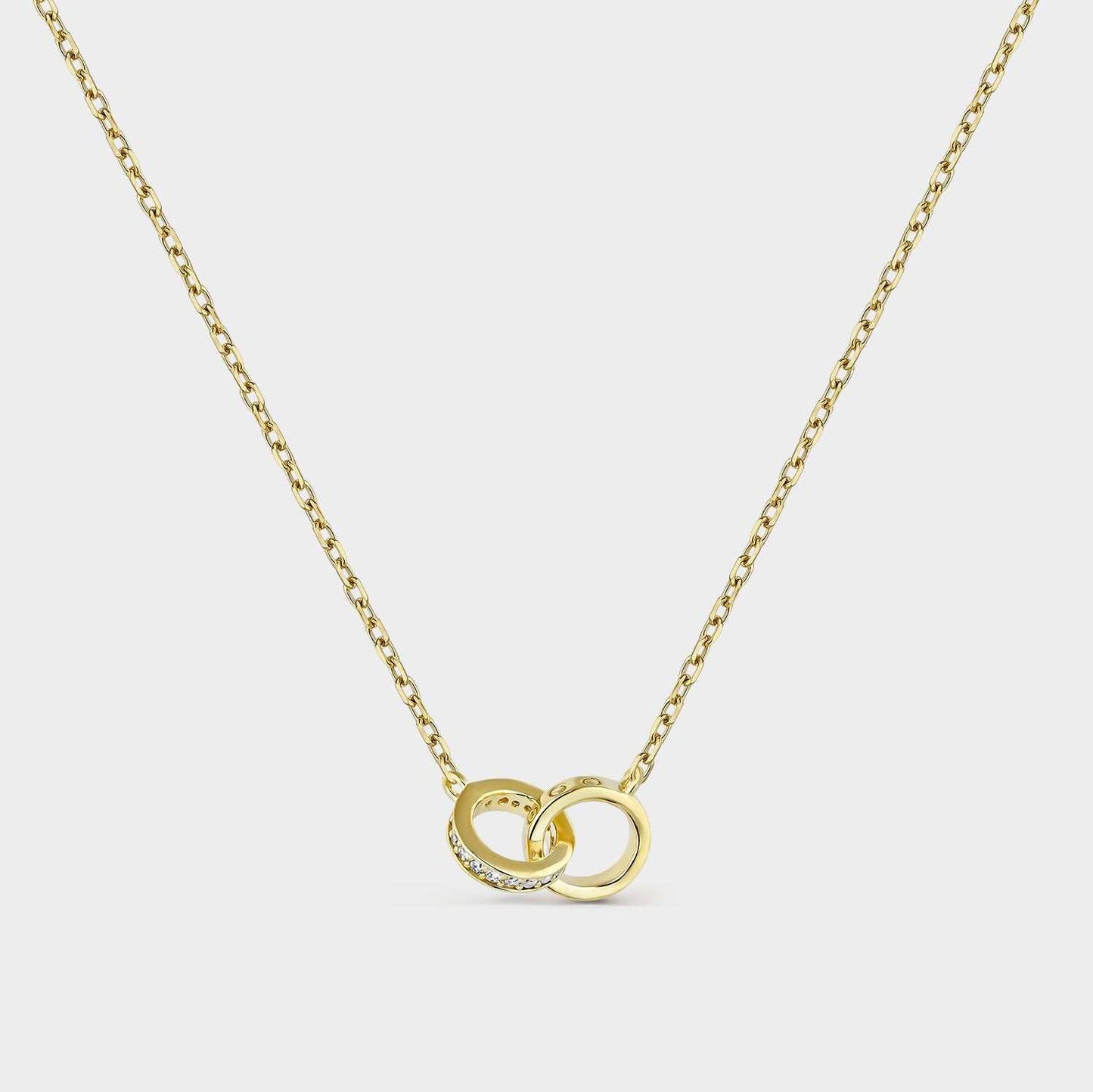 Silver and gold necklace with intertwined alliances