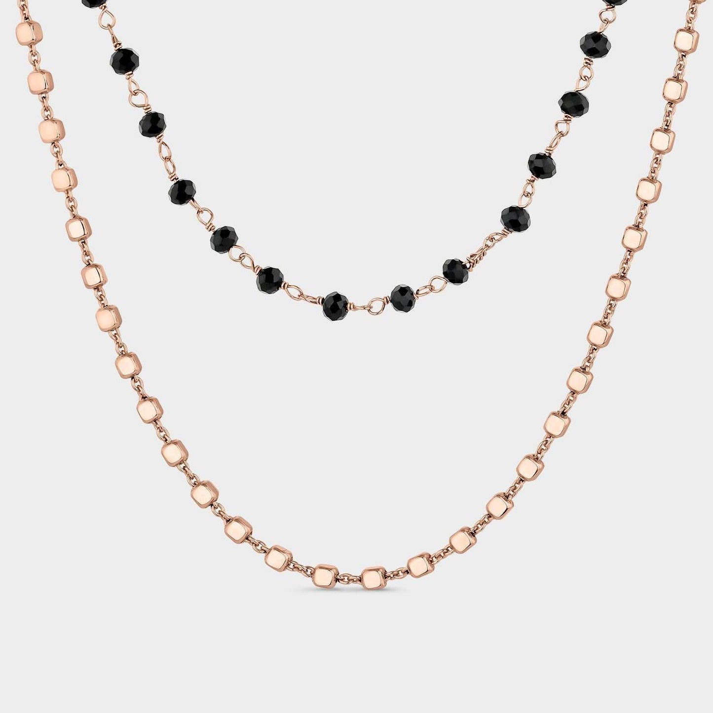 Collar doble oro rosa y onix negro