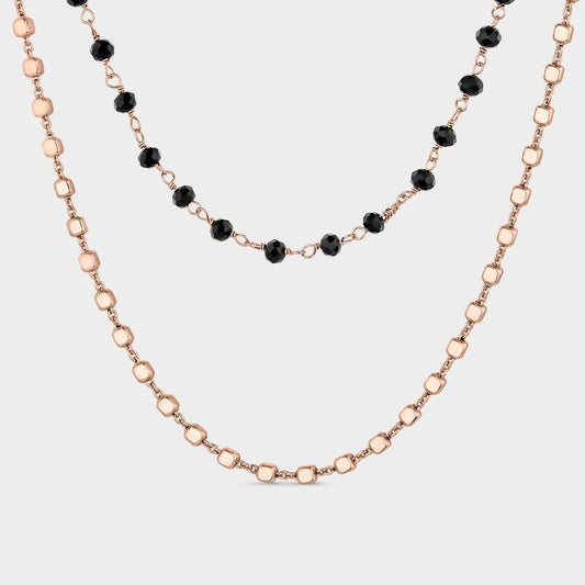 Collar doble oro rosa y onix negro