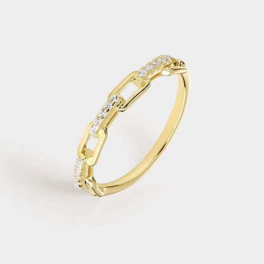 Anillo de plata baño oro amarillo con circonitas blancas