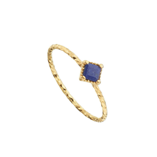 Gold plated square lapis lazuli ring