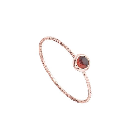 Rose gold plated garnet ring