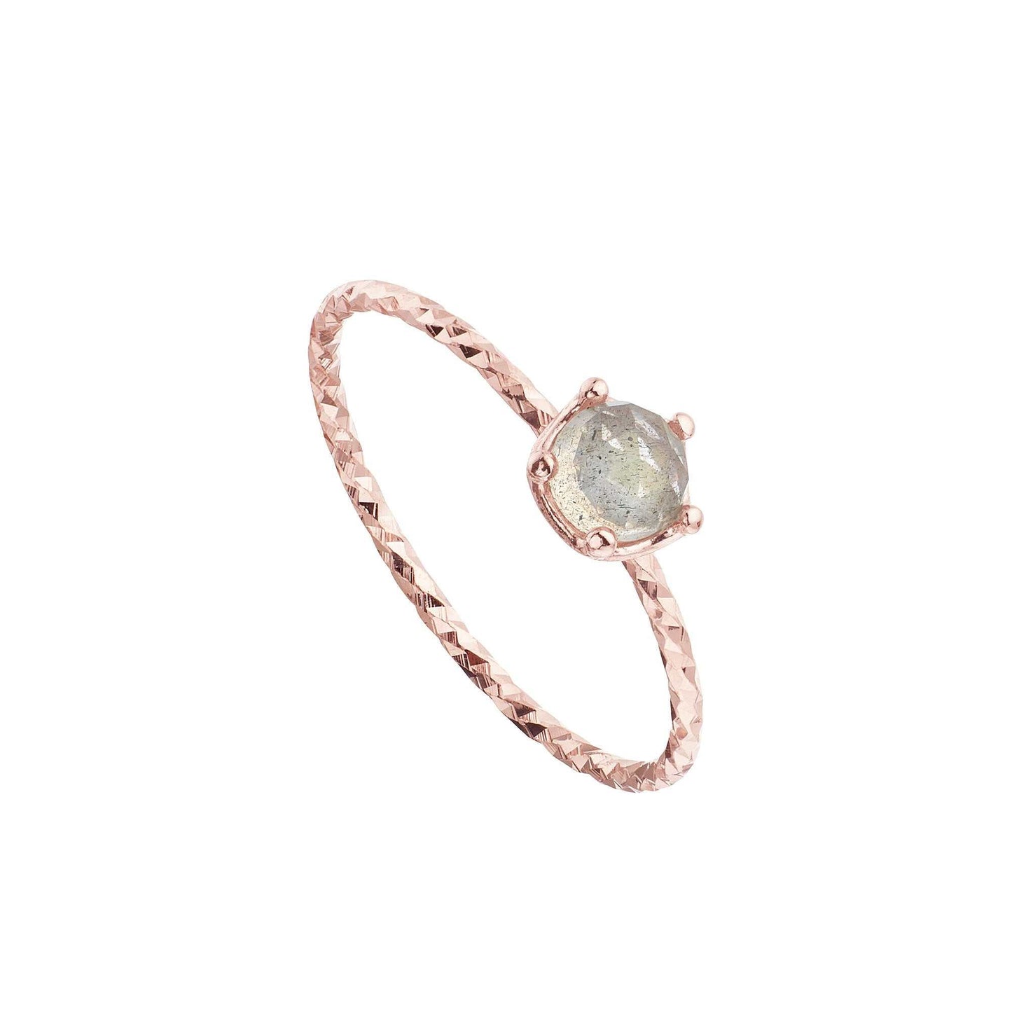 Anillo labradorita bañado en oro rosa