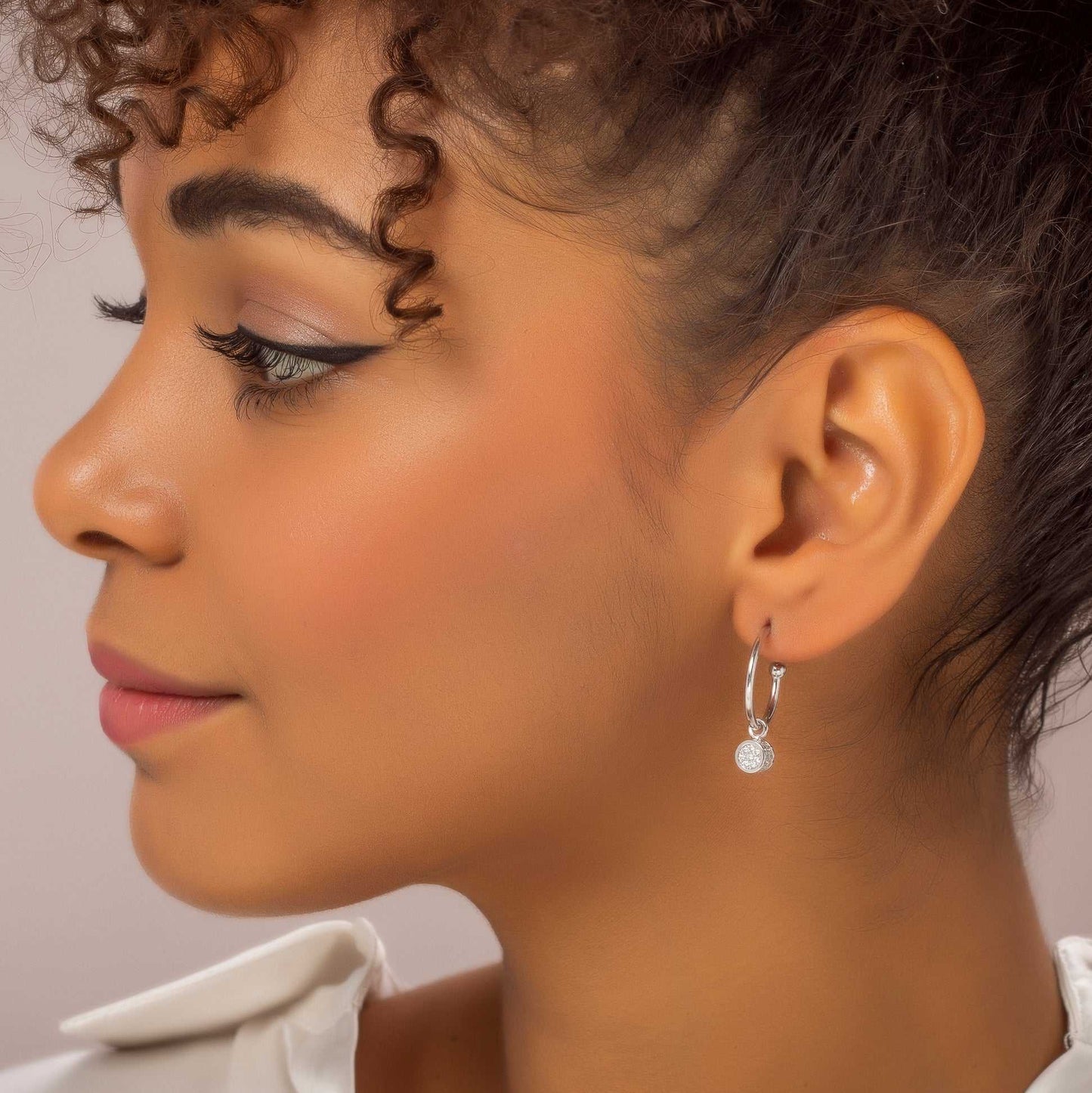 Pendientes Cube Aro Círculo Plata