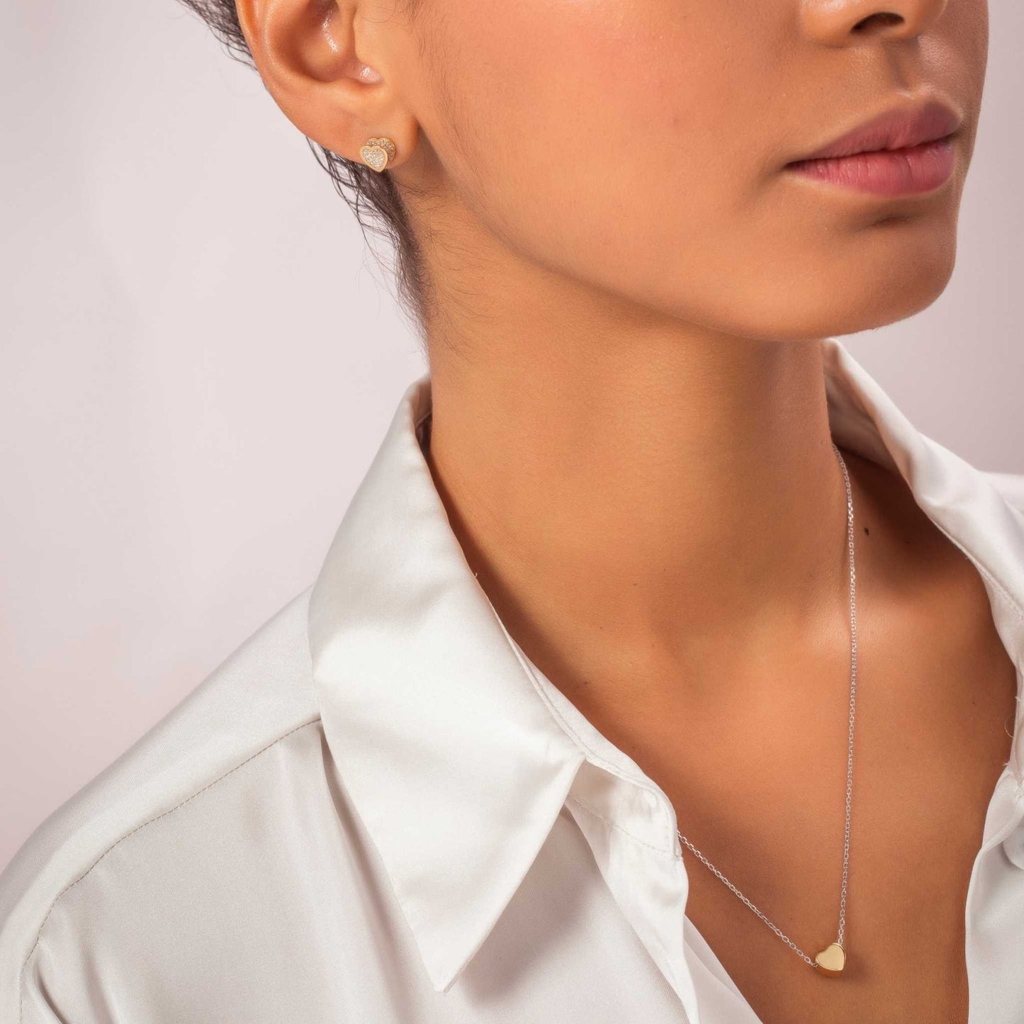 Gold Plated Heart Cube Earrings