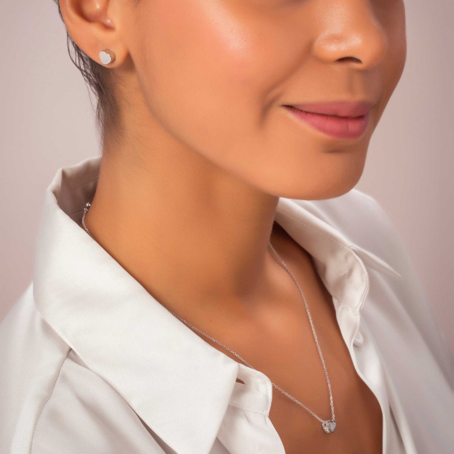 Silver Heart Cube Earrings