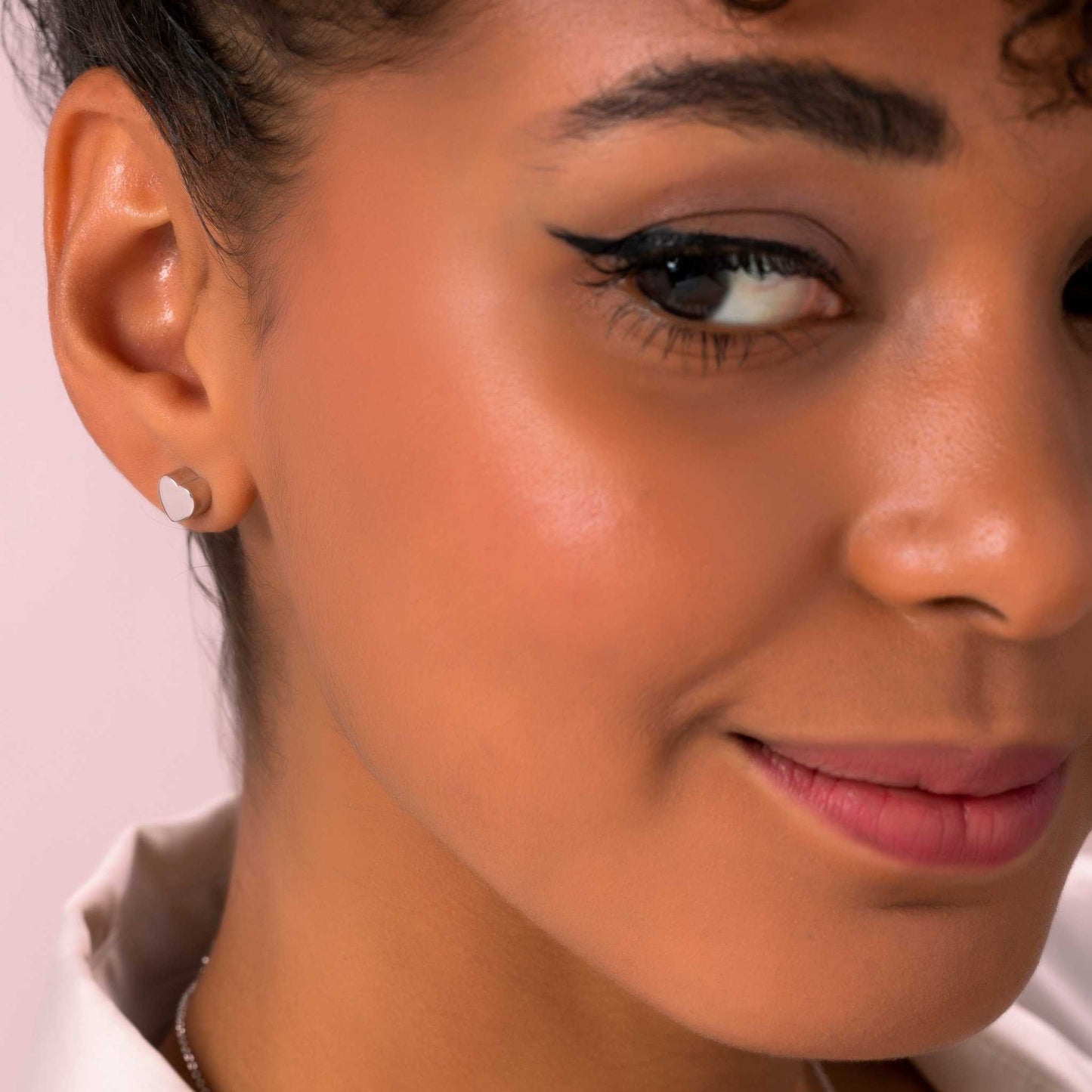Silver Heart Cube Earrings