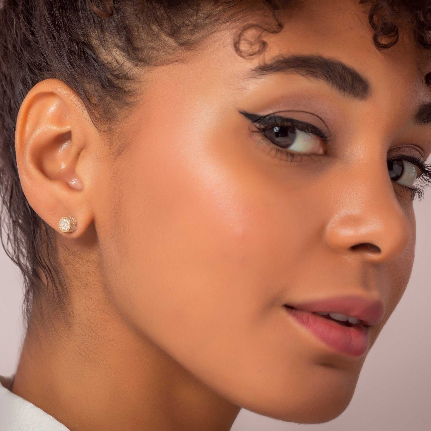Gold Plated Heart Cube Earrings