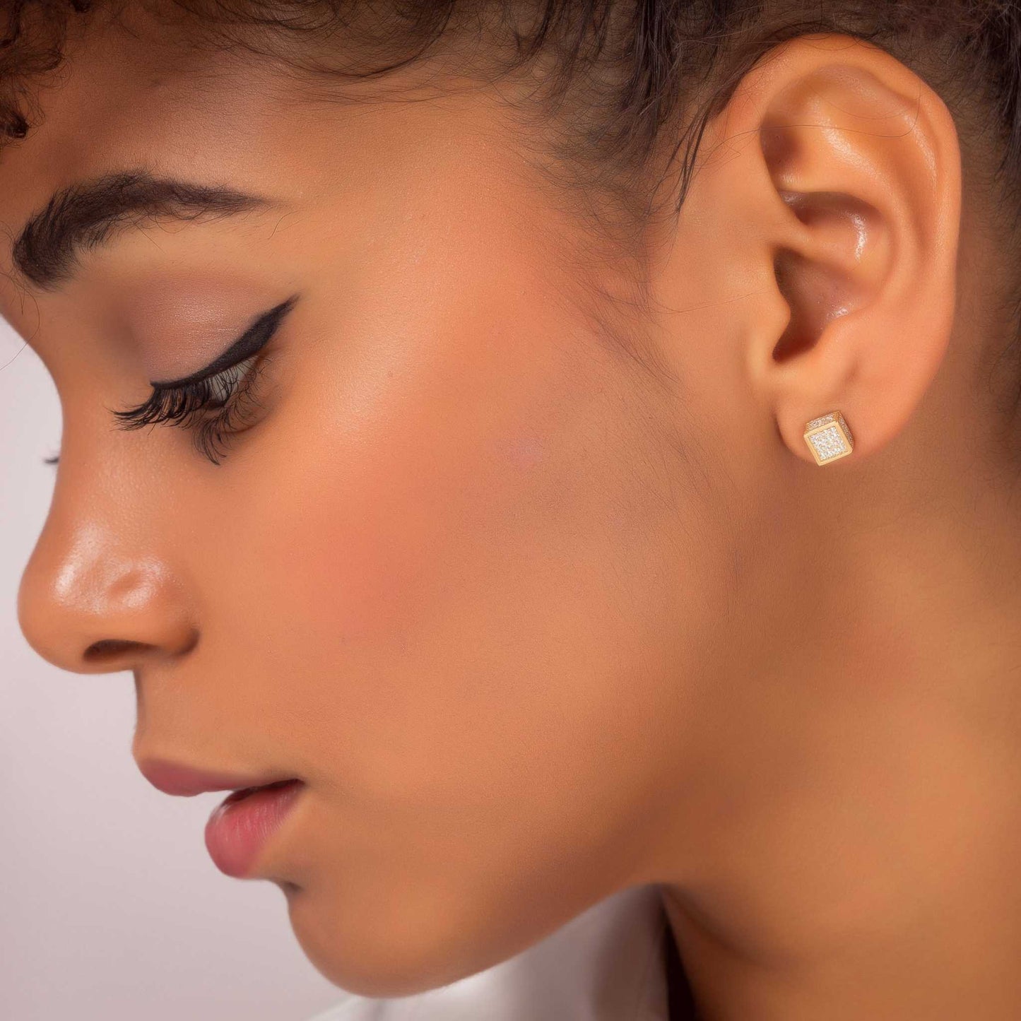 Gold Plated Square Cube Earrings