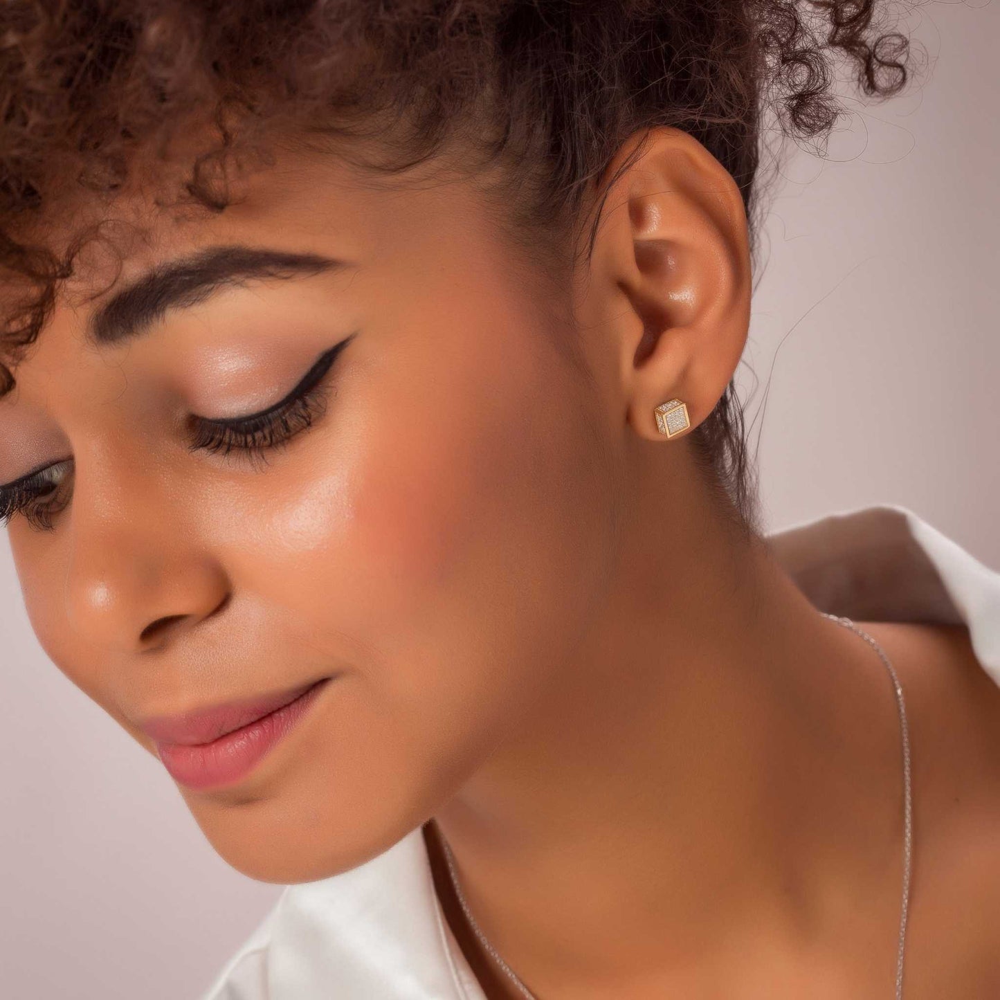 Gold Plated Square Cube Earrings