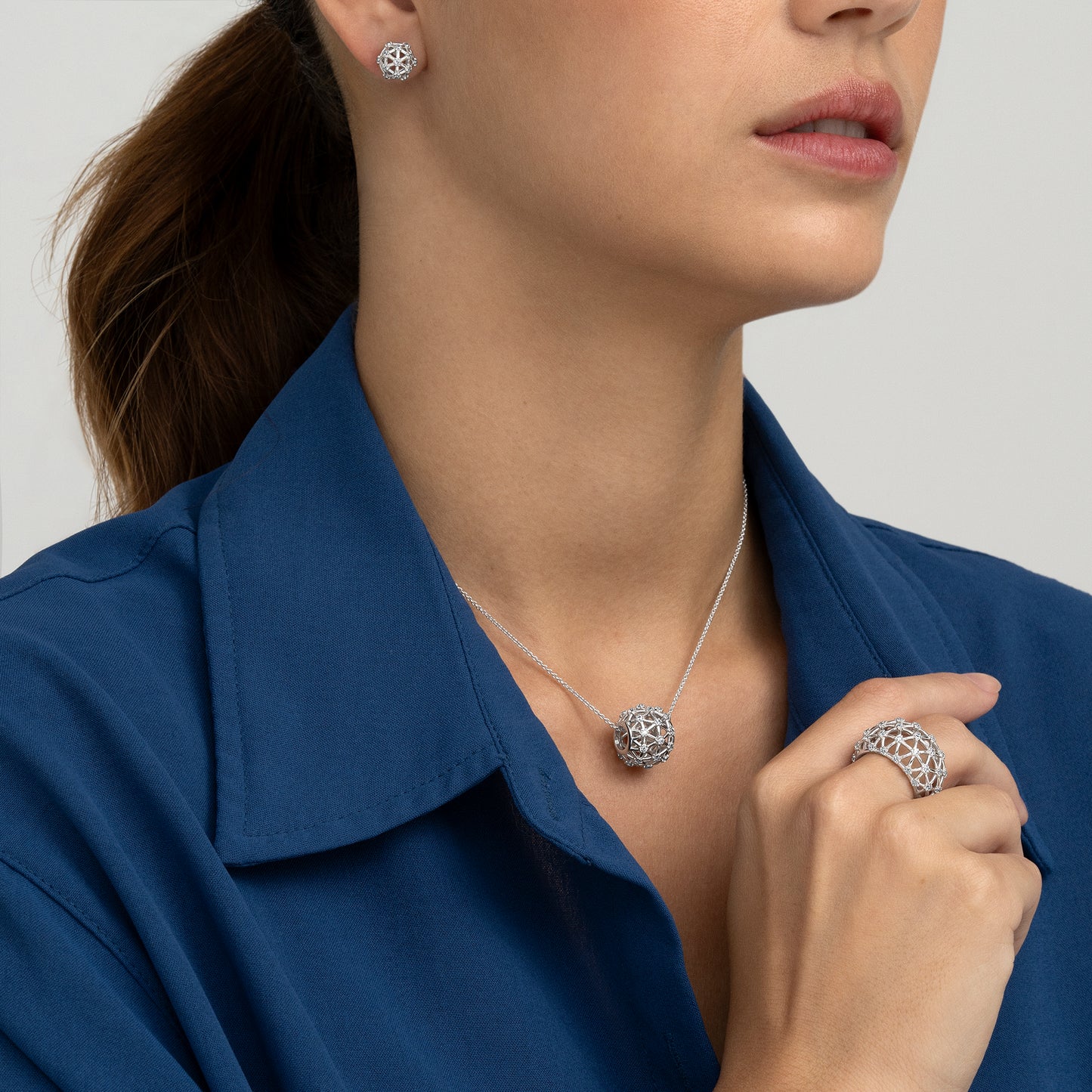 Pendientes en plata y circonitas galaxia