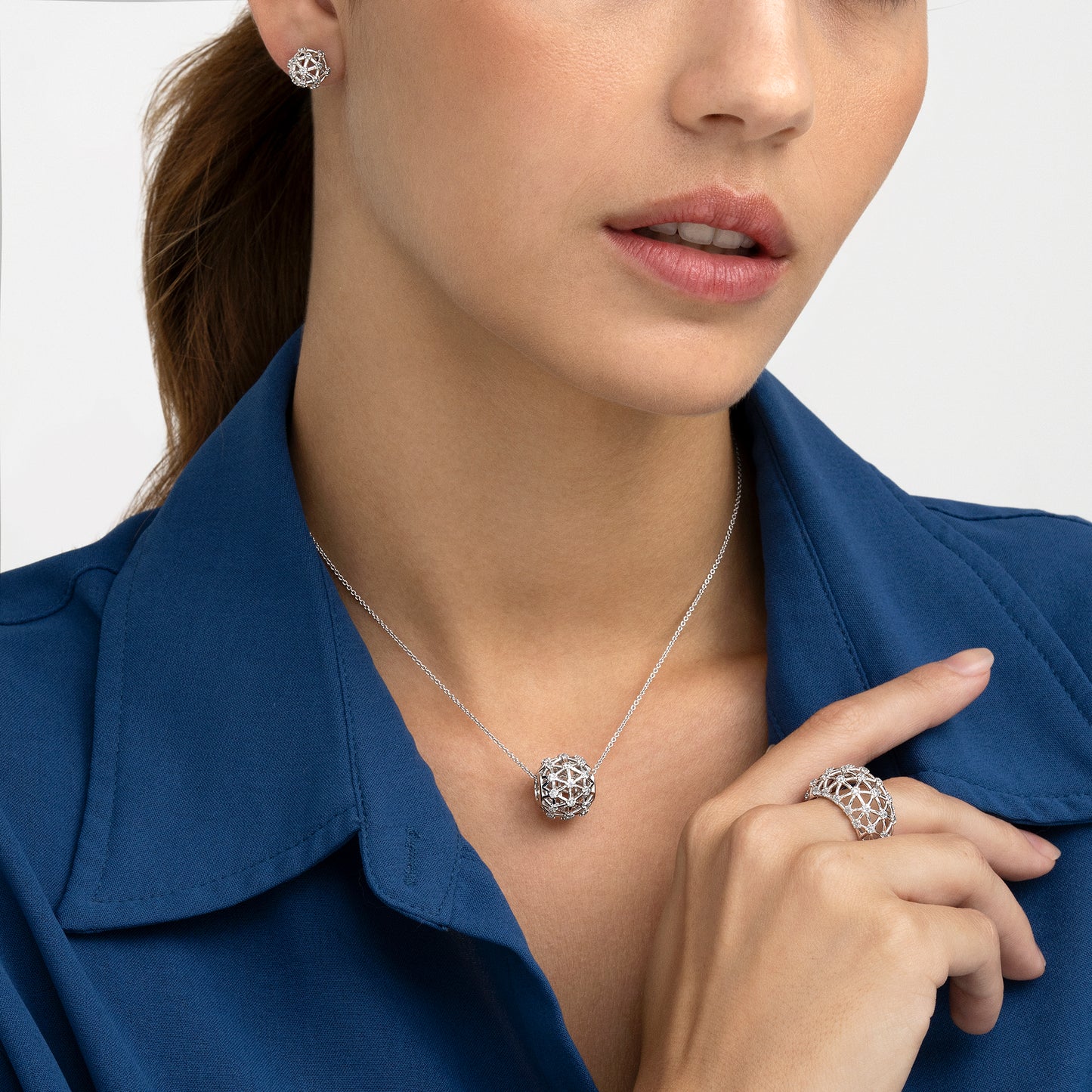 Pendientes en plata y circonitas galaxia