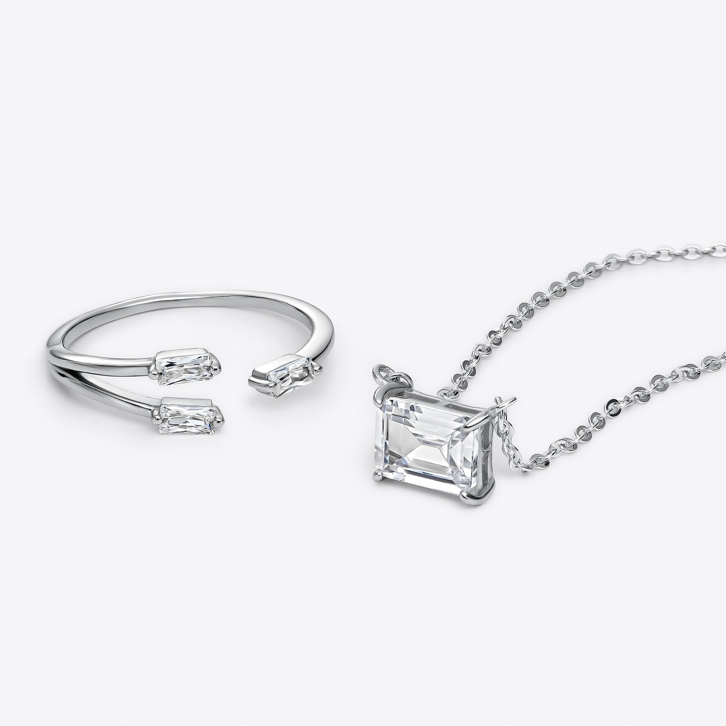 Collar de plata maxi circonita baguette