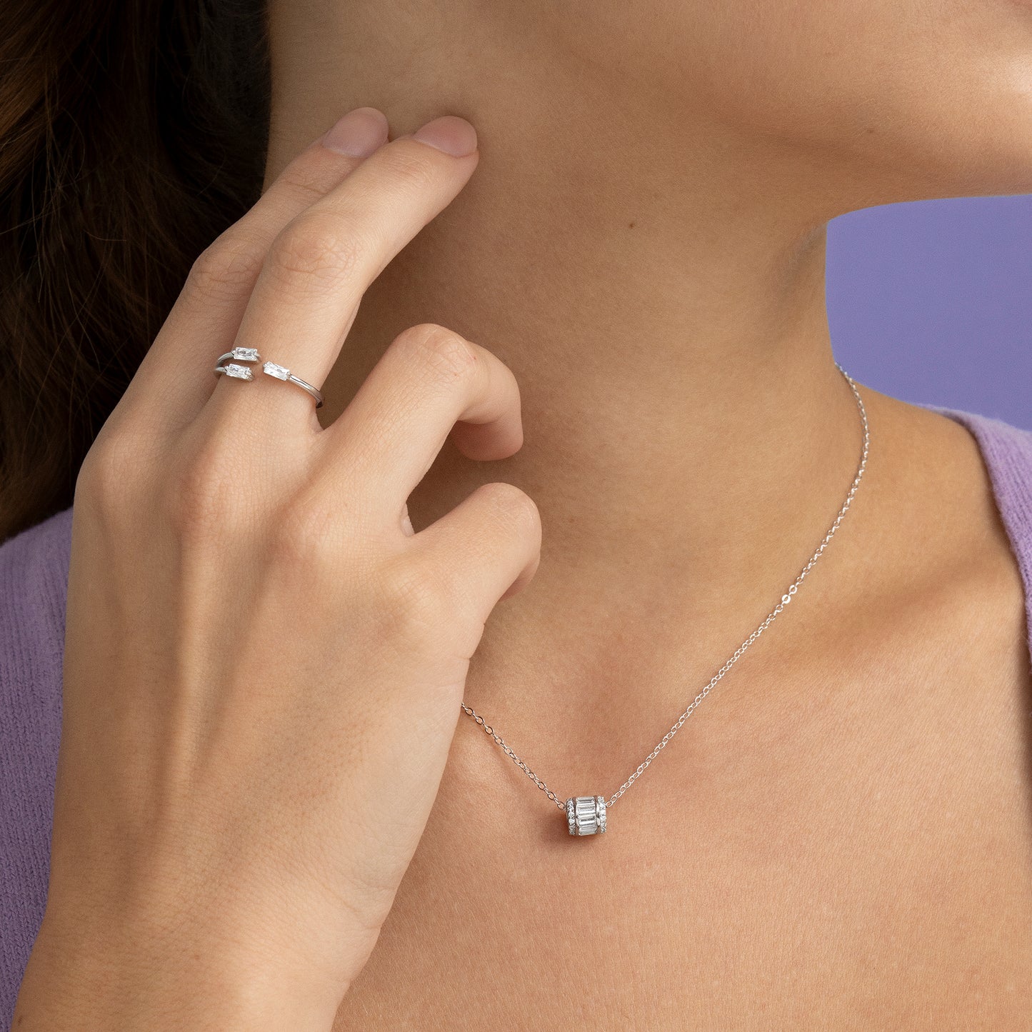 Anillo de plata abierto triple circonita