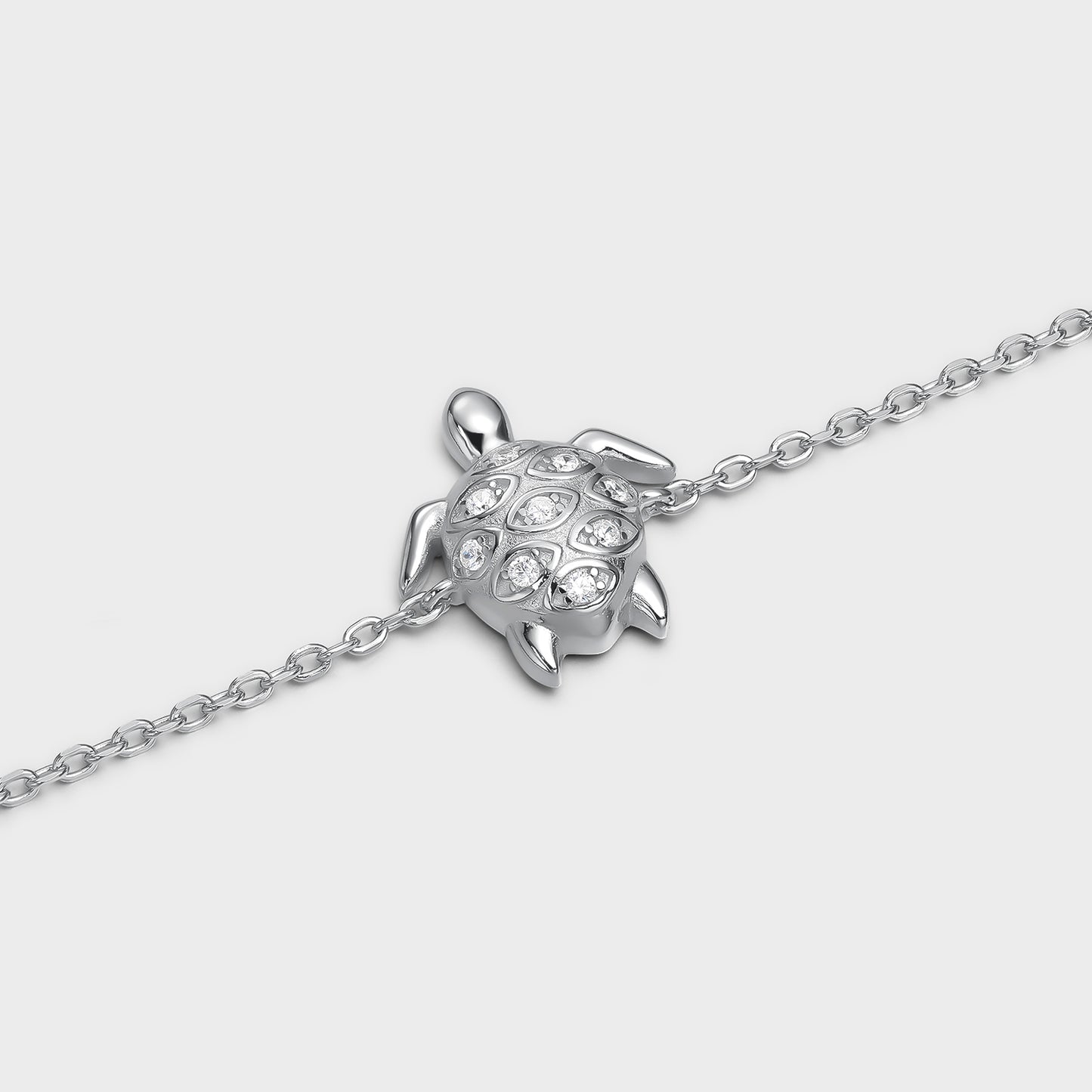 Pulsera de plata y circonitas tortuga