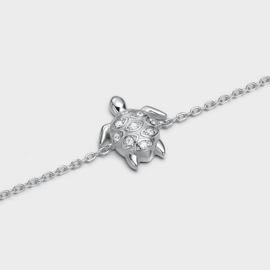 Pulsera de plata y circonitas tortuga