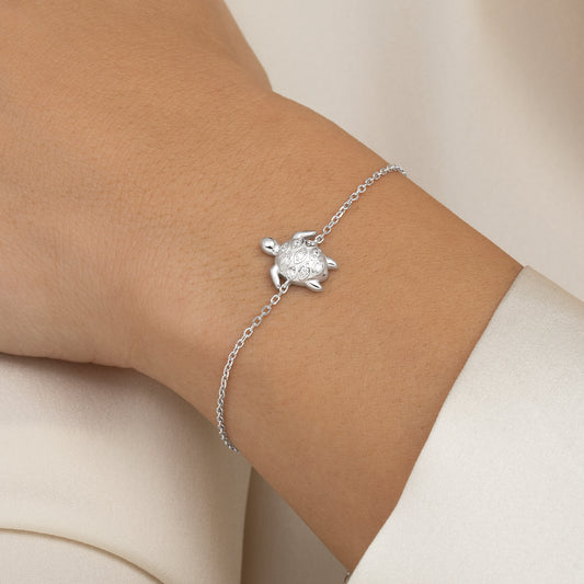 Pulsera de plata y circonitas tortuga