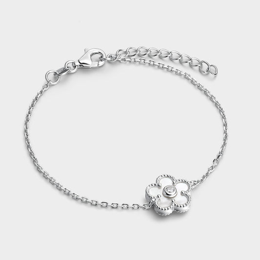 Pulsera flor de madre perla y circonita central