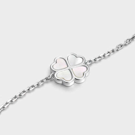 Pulsera trébol madre perla y circonitas blancas