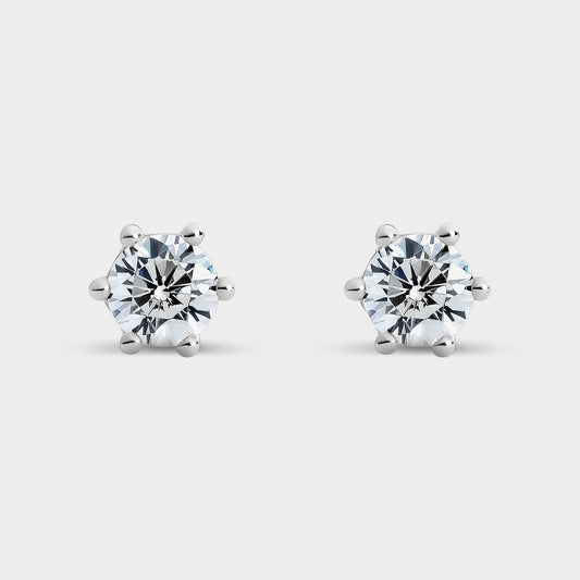 Pendientes de plata 6 garras con circonita de 3,8 mm