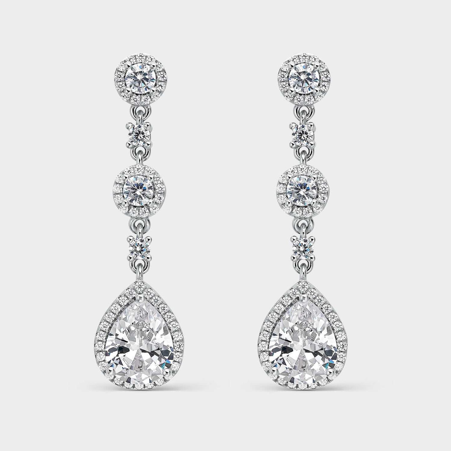 White zircon silver earrings