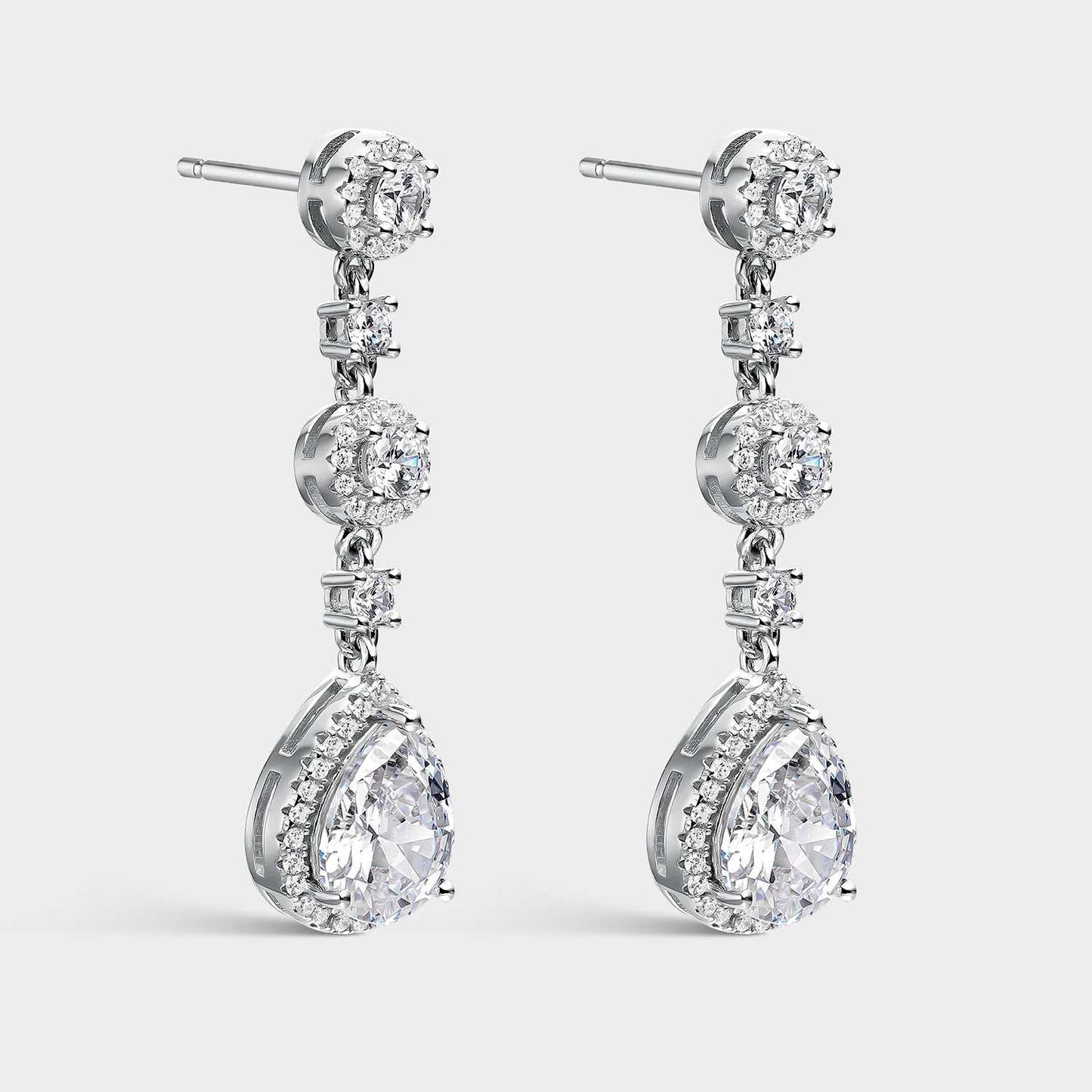 White zircon silver earrings