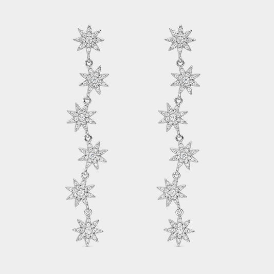 Pendientes flores plata y circonitas