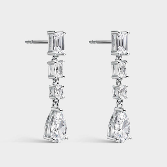 Pendientes de plata y circonitas blancas