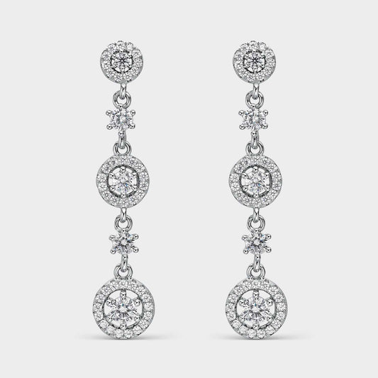 Lange Ohrringe aus Silber und runden Zirkonia
