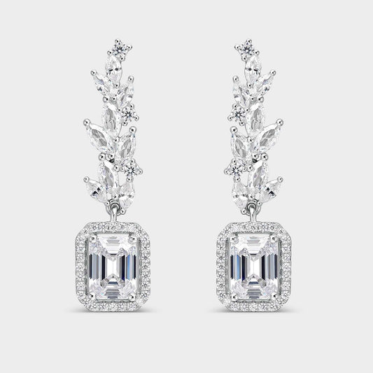 Pendientes hojas de plata y circonita