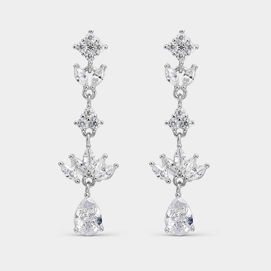 Pendientes plata y circonitas blancas asimétricos