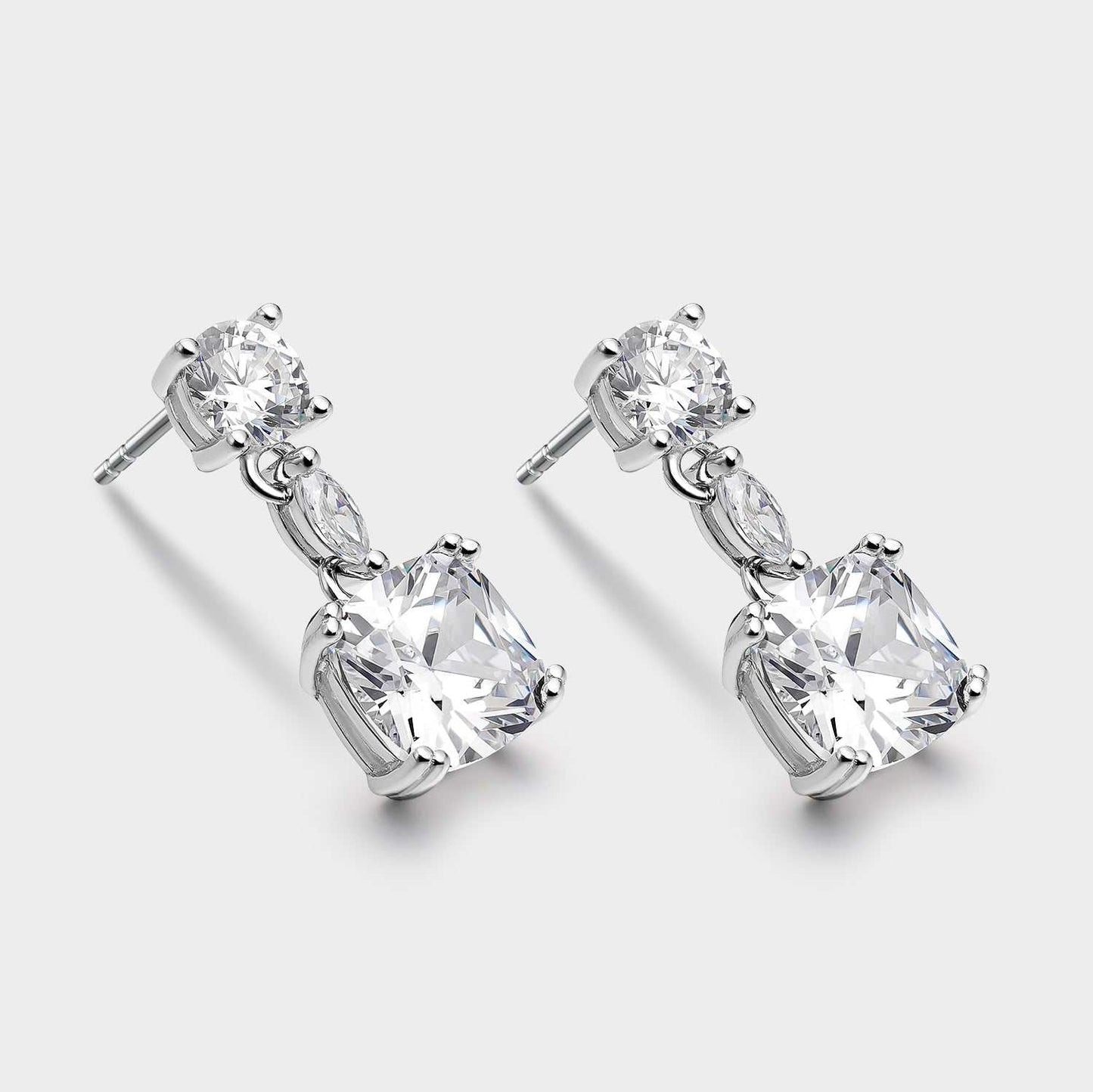 White zircon earrings and pendant