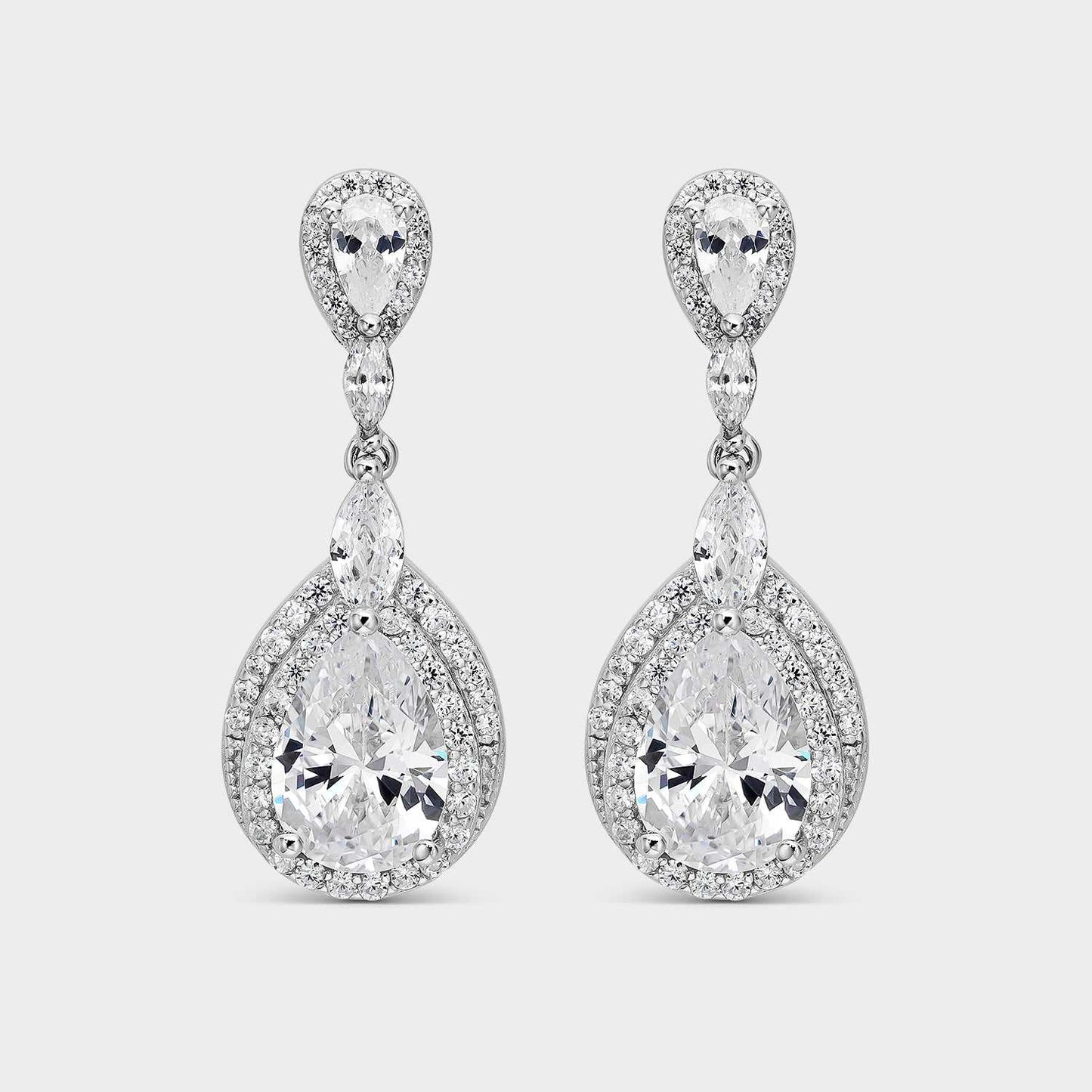 Pendientes plata gota agua circonitas blancas