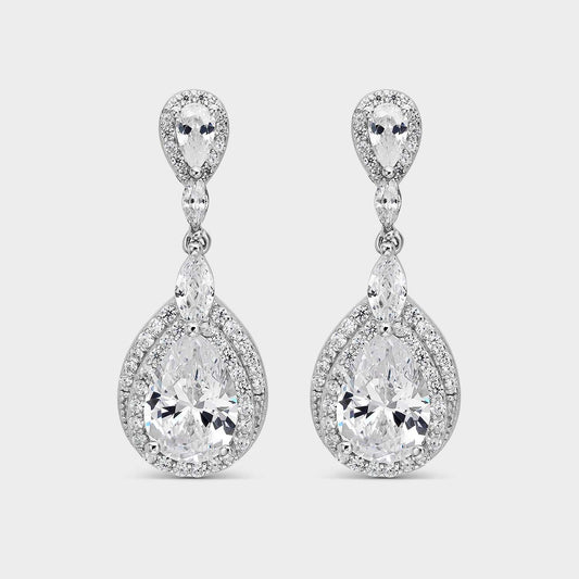 Pendientes plata gota agua circonitas blancas