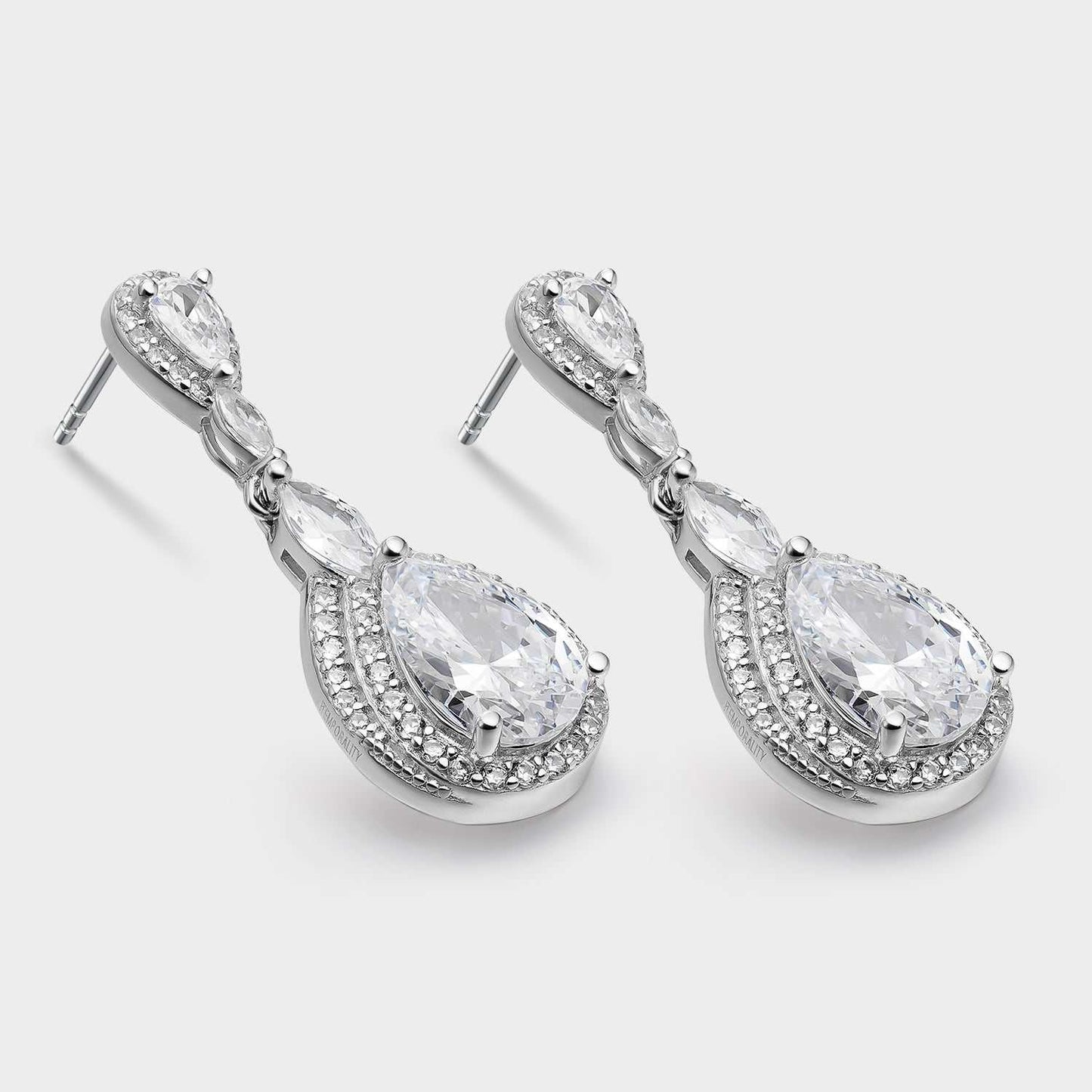 Pendientes plata gota agua circonitas blancas