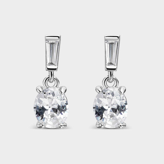 Pendientes plata colgante circonita blanca