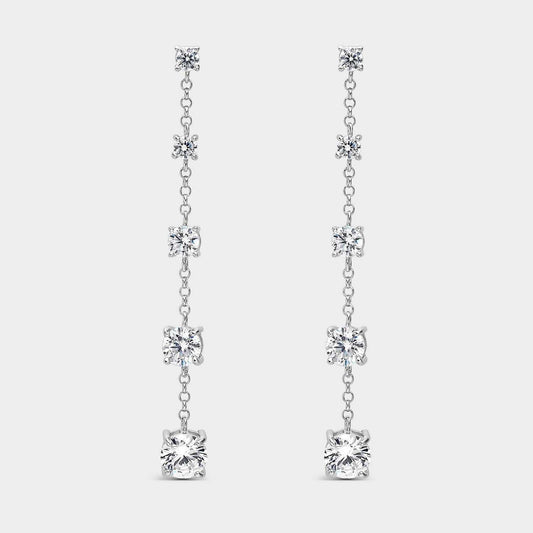 Pendientes de plata cascada con circonitas blancas