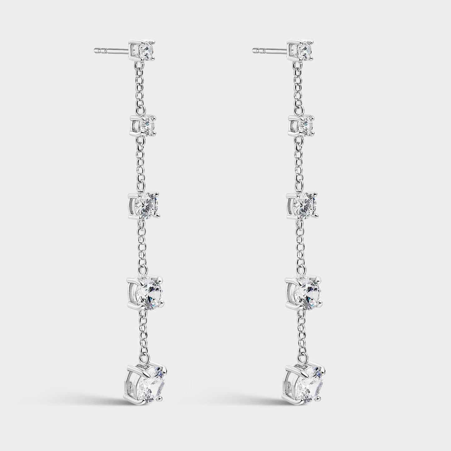 Pendientes de plata cascada con circonitas blancas