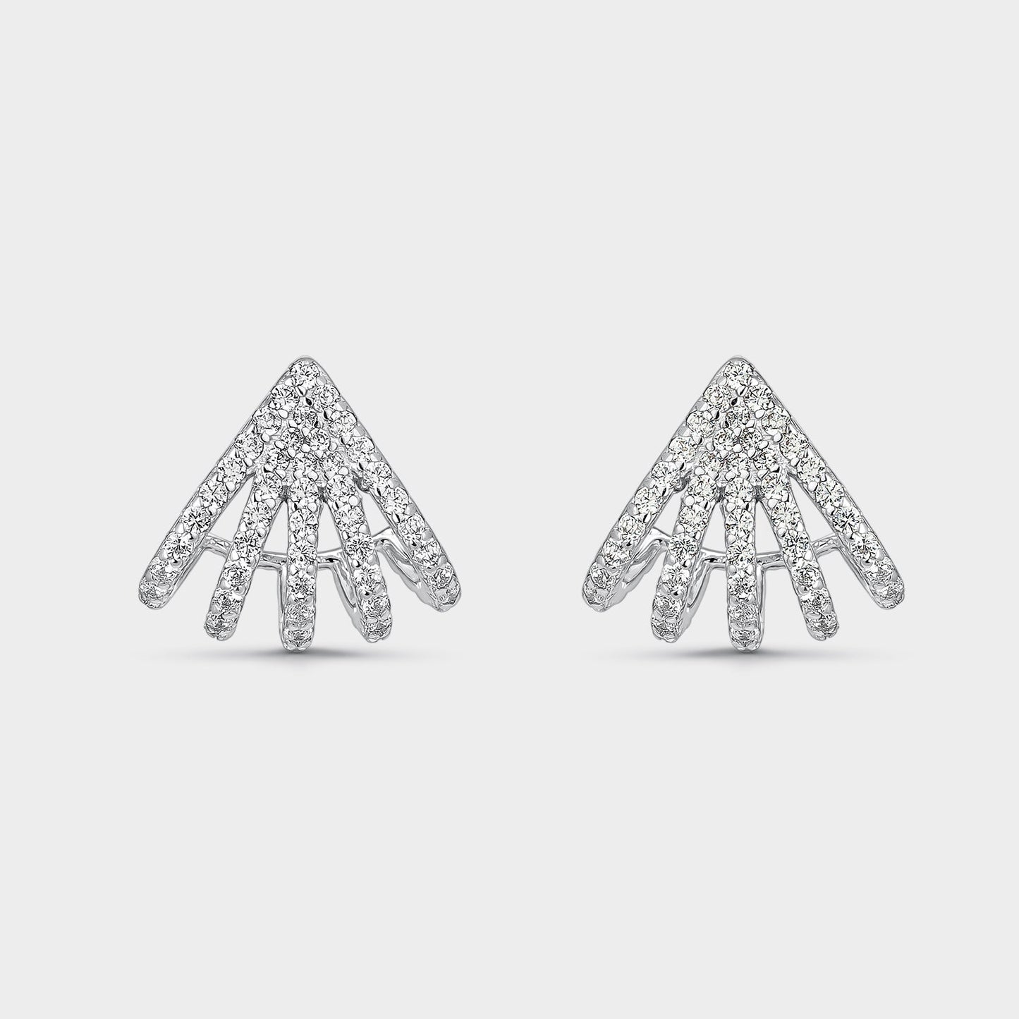PENDIENTES DE PLATA CON FORMA DE ABANICO INVERTIDO CON CIRCONITAS BLANCAS