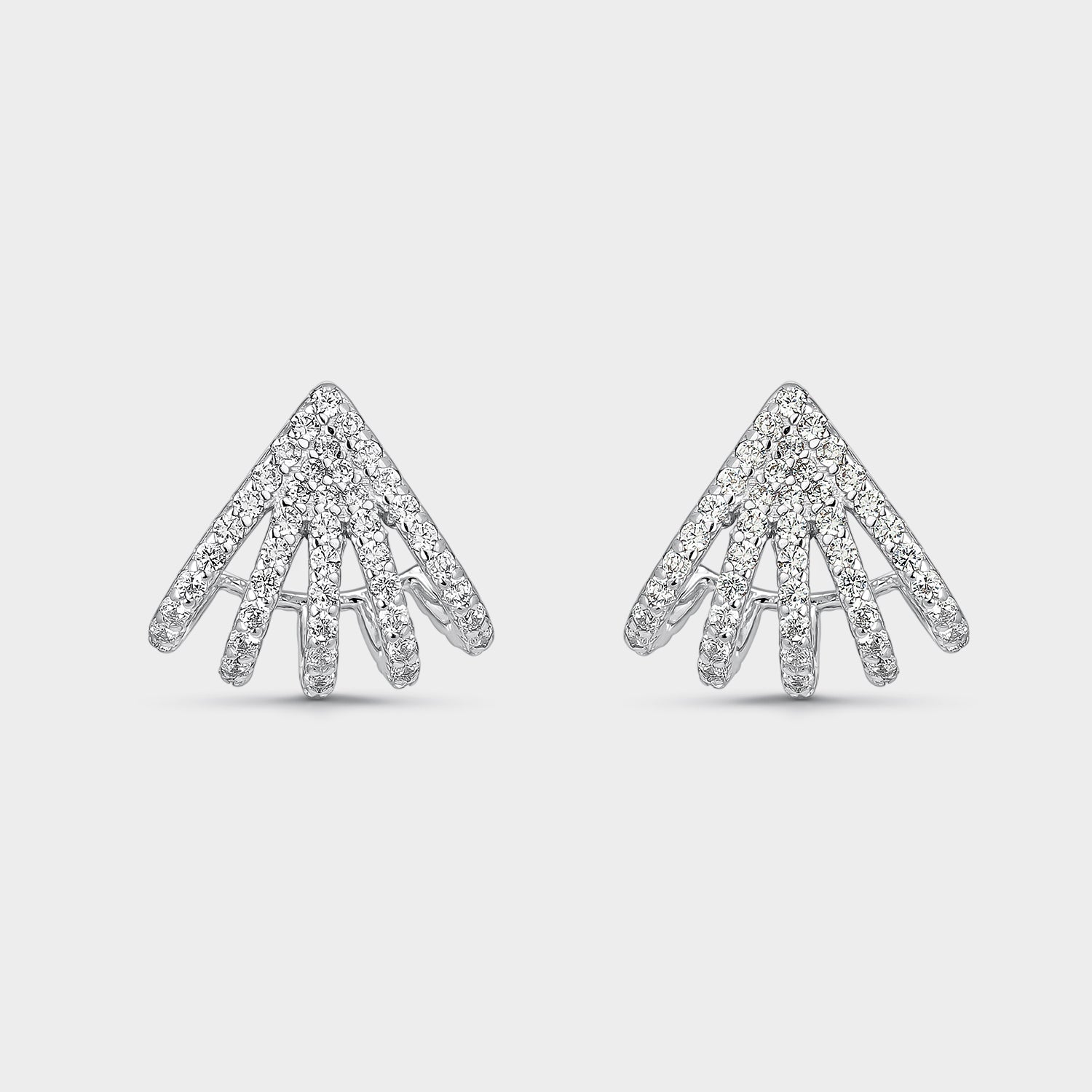PENDIENTES DE PLATA CON FORMA DE ABANICO INVERTIDO CON CIRCONITAS BLANCAS