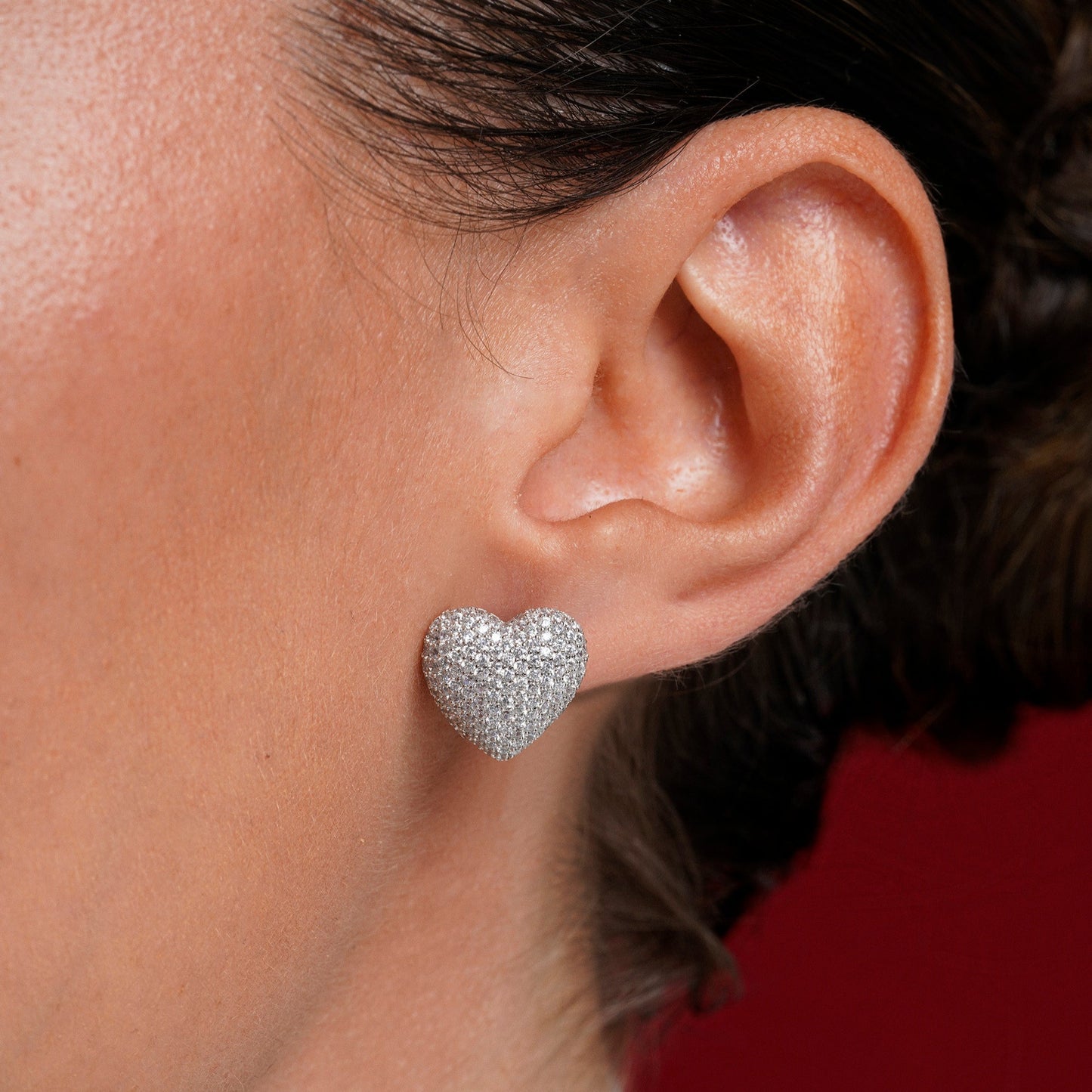 Pendientes corazón pavé blanco