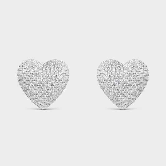 Pendientes corazón pavé blanco