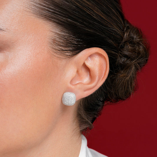 Pendientes cushion pavé blanco