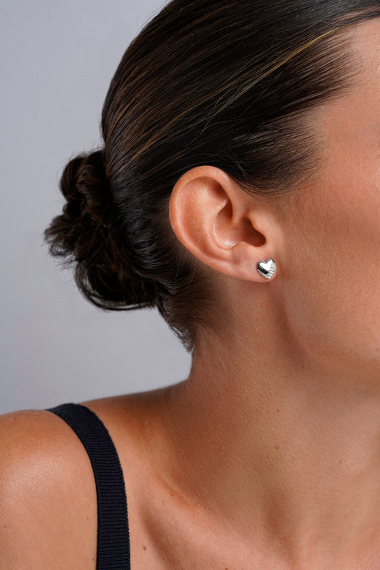 Pendientes plata corazones con circonitas pavé blancas