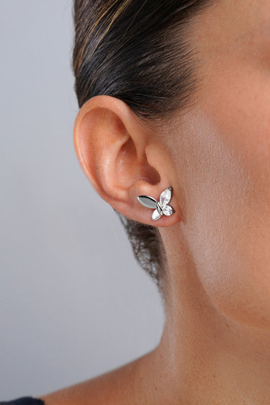 Pendientes plata mariposa ala de circonitas