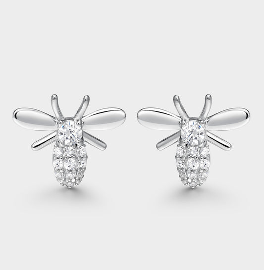 Pendientes de plata y circonitas abejita