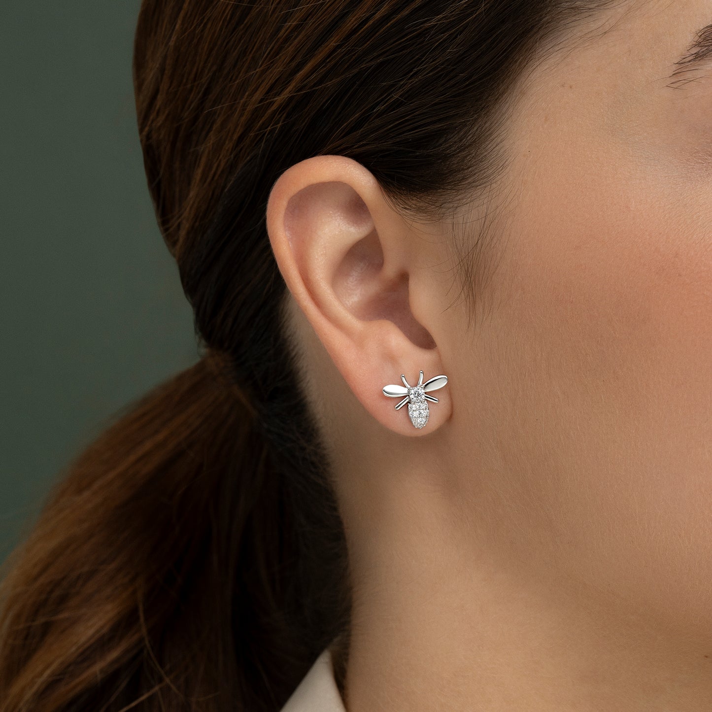 Pendientes de plata y circonitas abejita