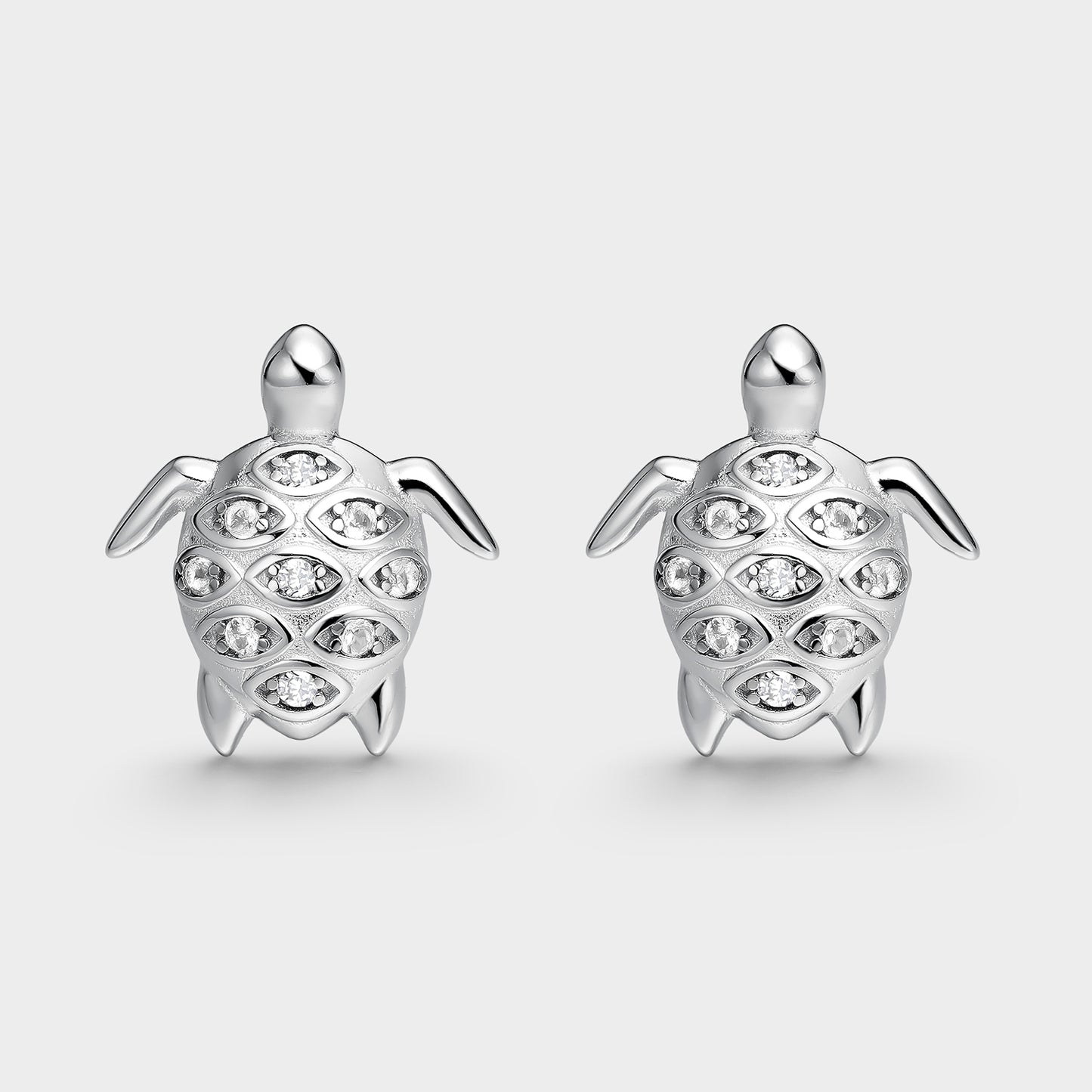 Pendientes de plata y circonitas tortuga