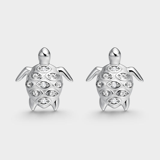 Pendientes de plata y circonitas tortuga